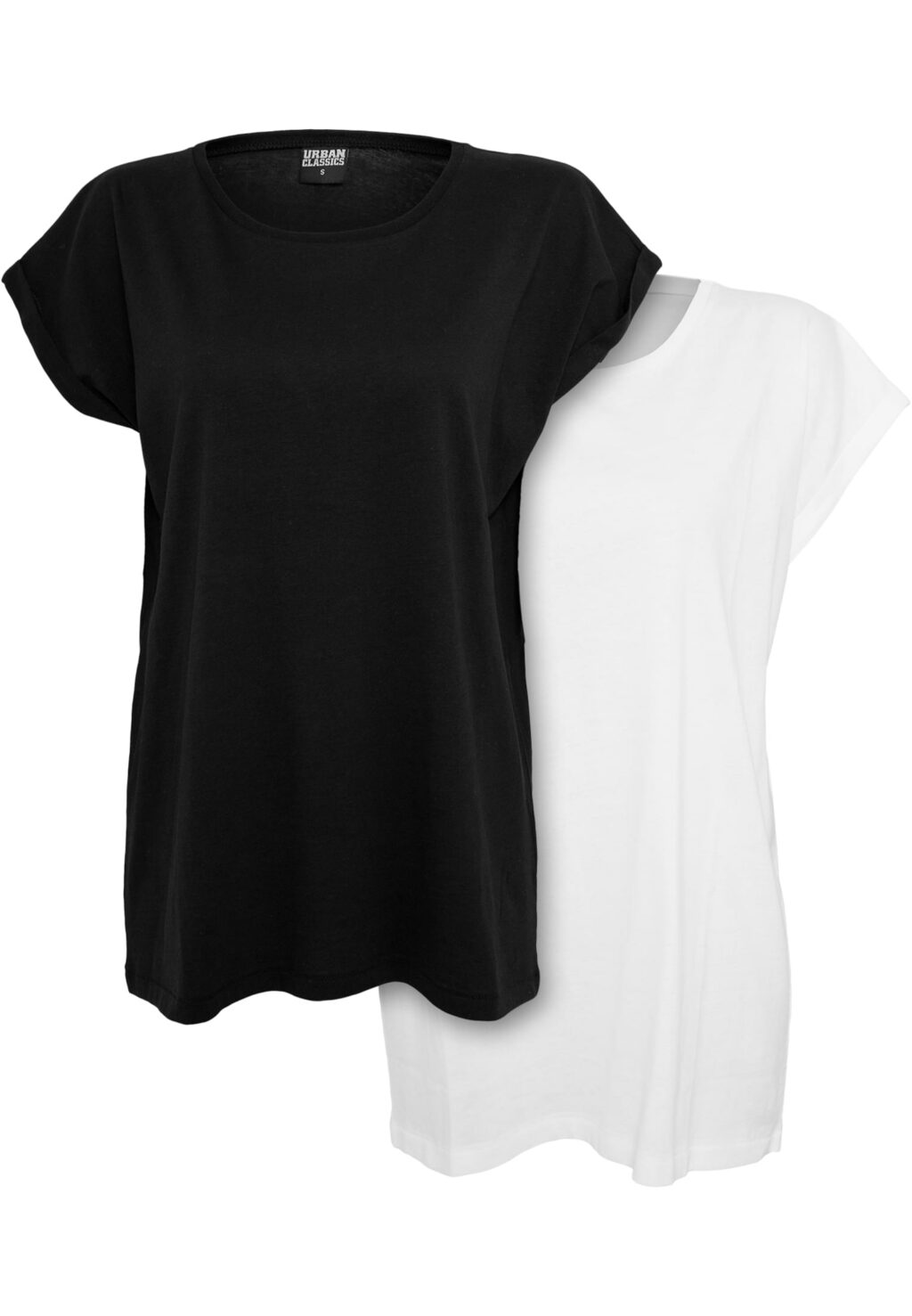 Urban Classics Ladies Extended Shoulder Tee 2-Pack black/white TB771A