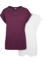 Urban Classics Ladies Extended Shoulder Tee 2-Pack white+cherry TB771A