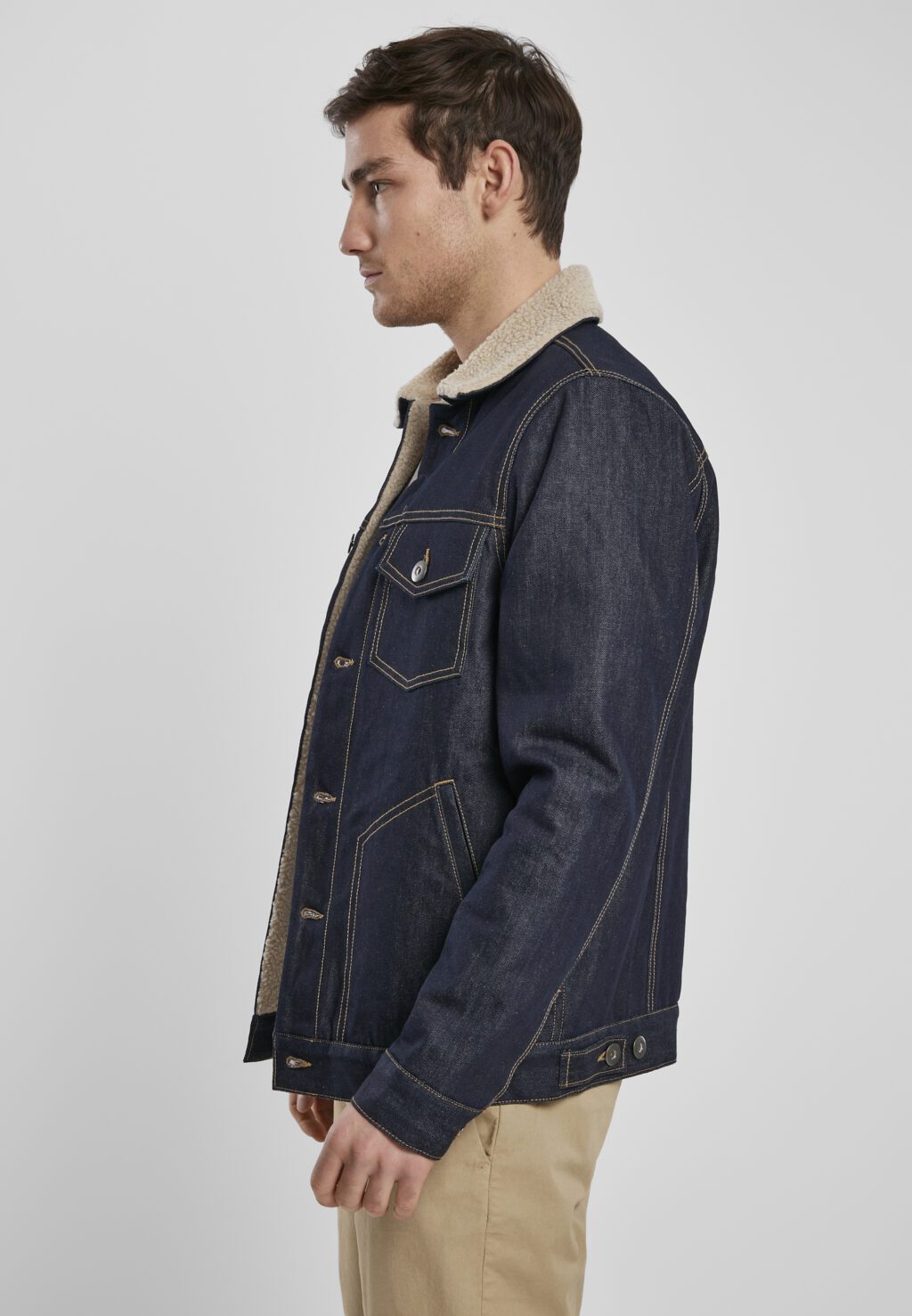 Urban Classics Sherpa Lined Jeans Jacket rinsed denim TB3140