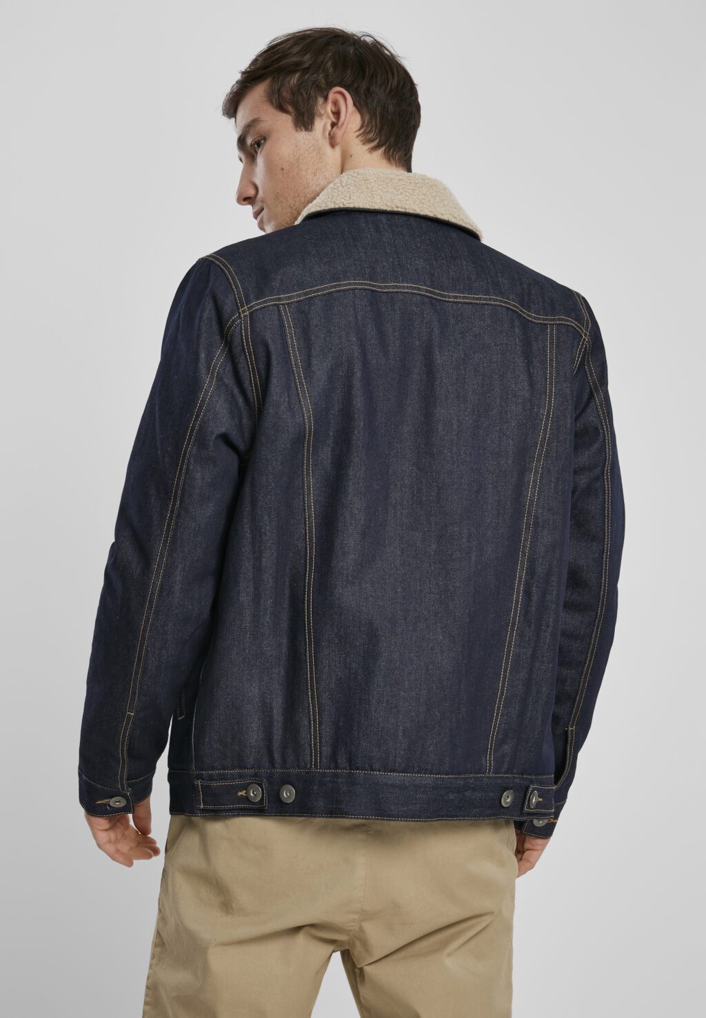 Urban Classics Sherpa Lined Jeans Jacket rinsed denim TB3140