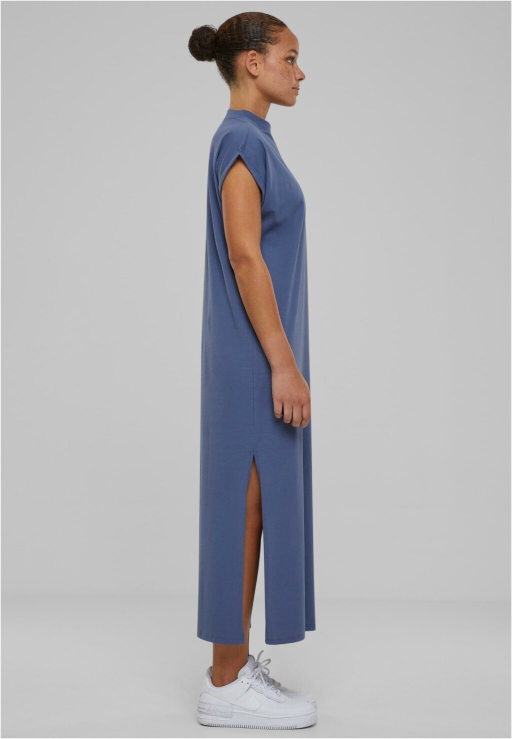 Urban Classics Ladies Long Extended Shoulder Dress vintageblue TB6027