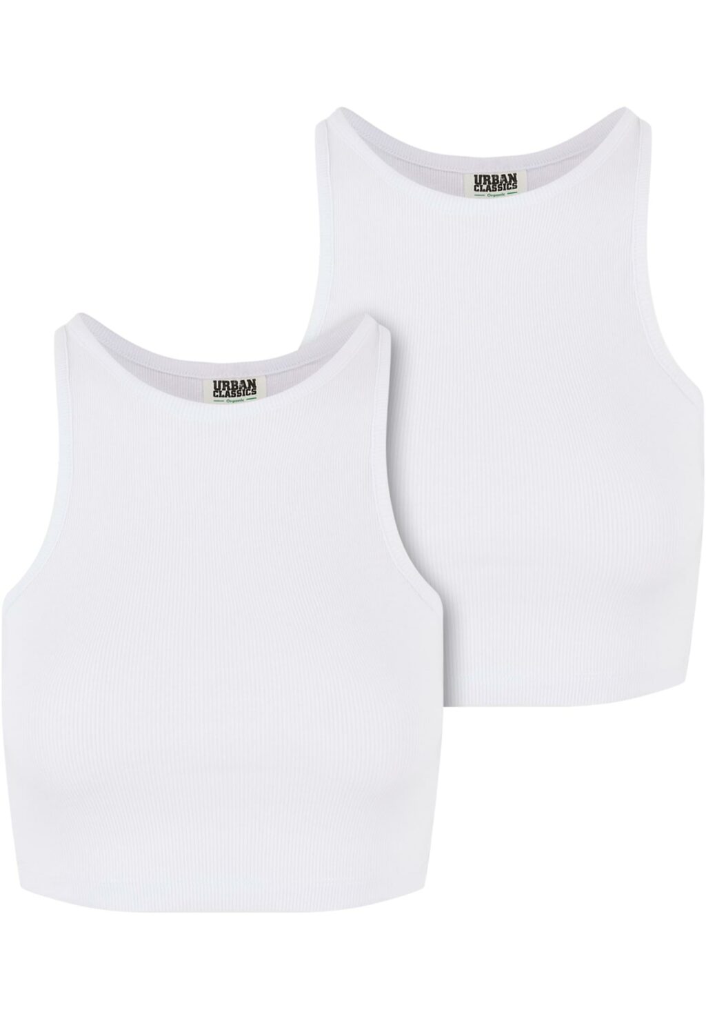 Urban Classics Ladies Organic Cropped Rib Top 2-Pack white/white TB6185A