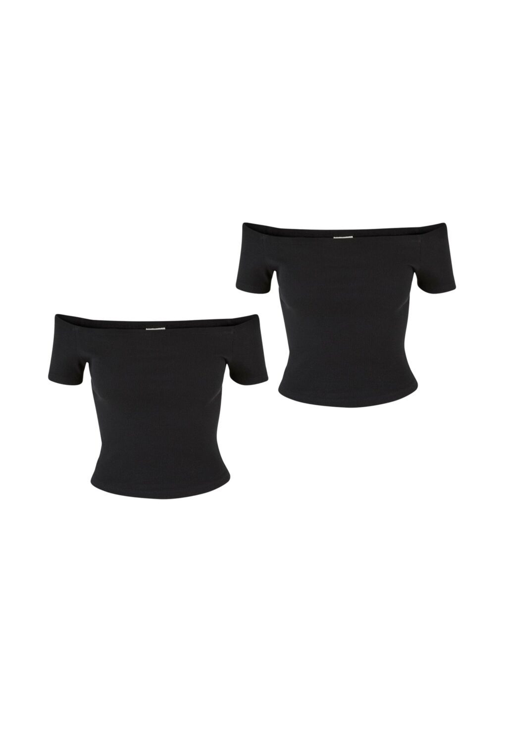 Urban Classics Ladies Organic Off Shoulder Rib Tee 2-Pack black+black TB6184A