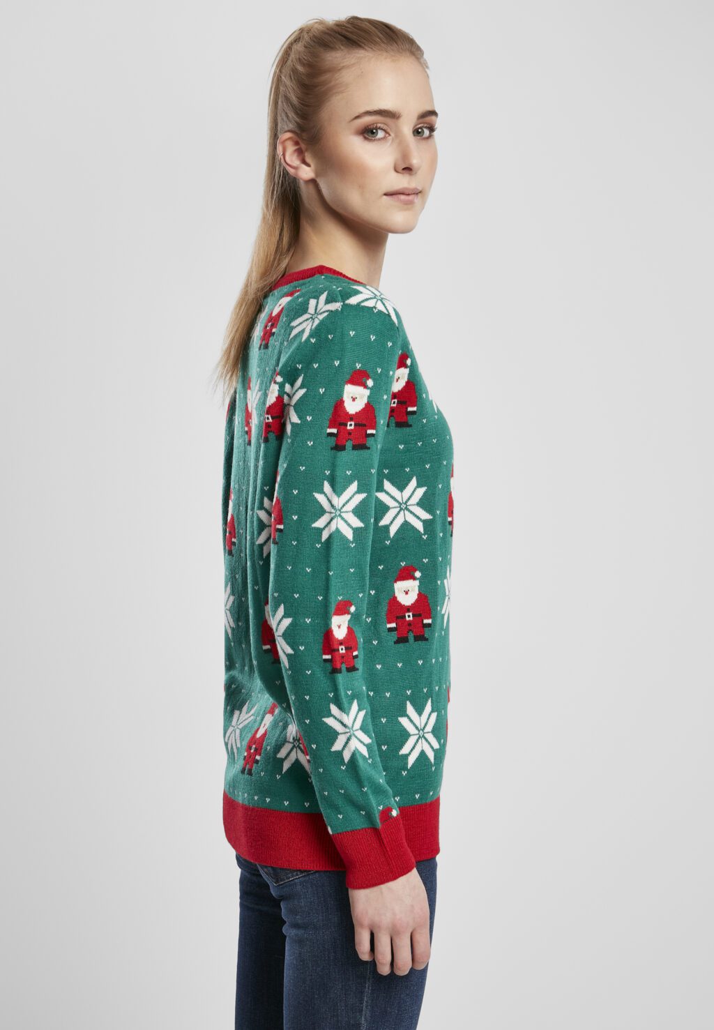 Urban Classics Ladies Santa Christmas Sweater x-masgreen TB3791
