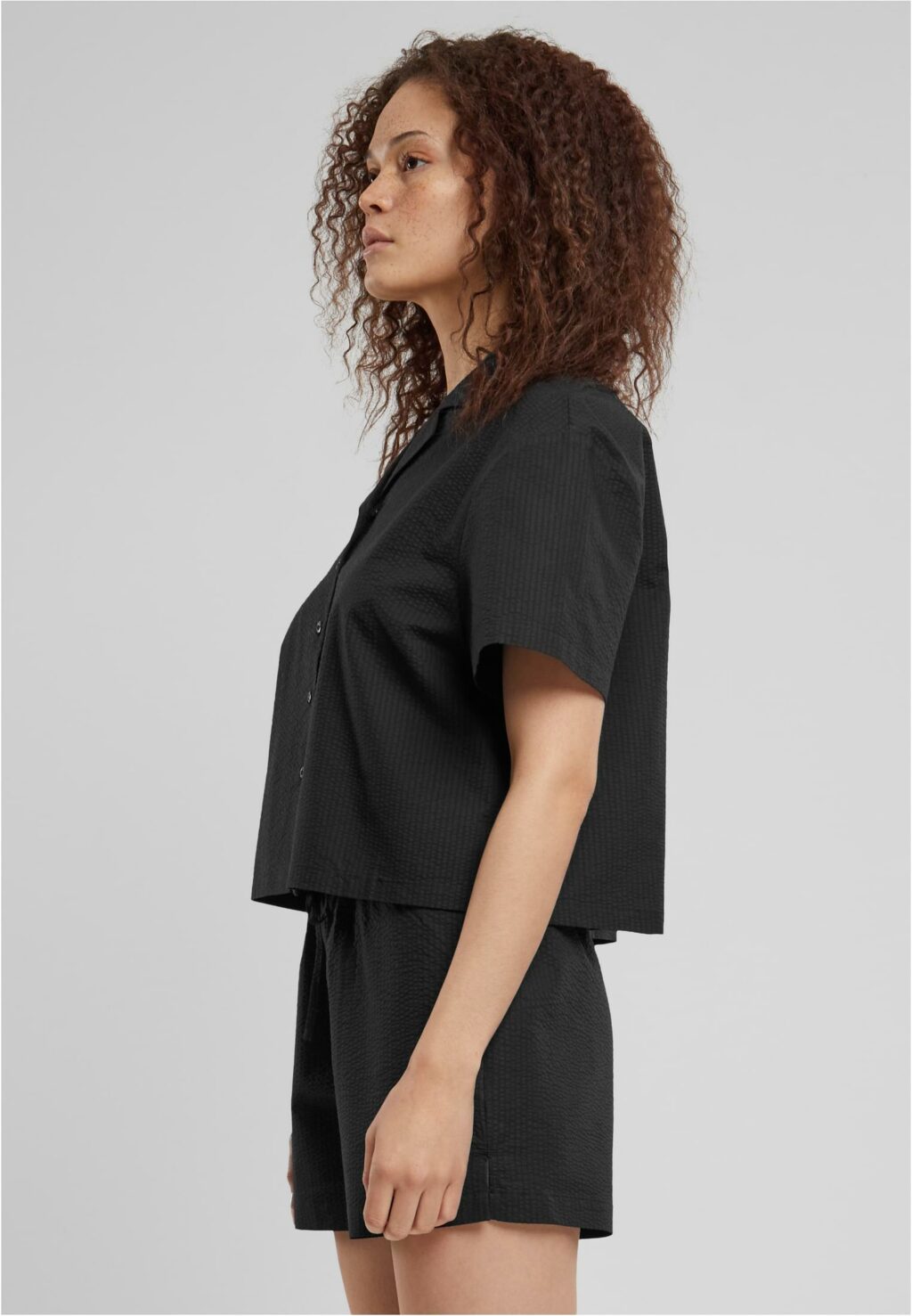 Urban Classics Ladies Seersucker Shirt black TB6181
