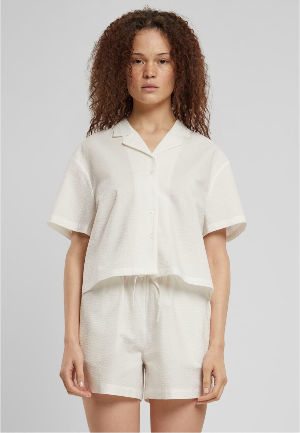 Urban Classics Ladies Seersucker Shirt white TB6181