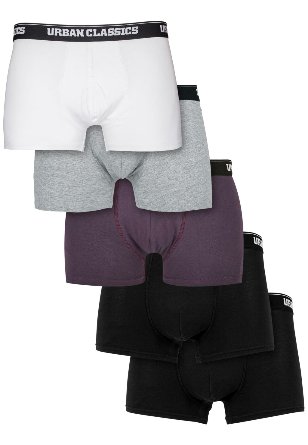Urban Classics Organic Boxer Shorts 5-Pack purplenight+grey+wht+blk+blk TB4417