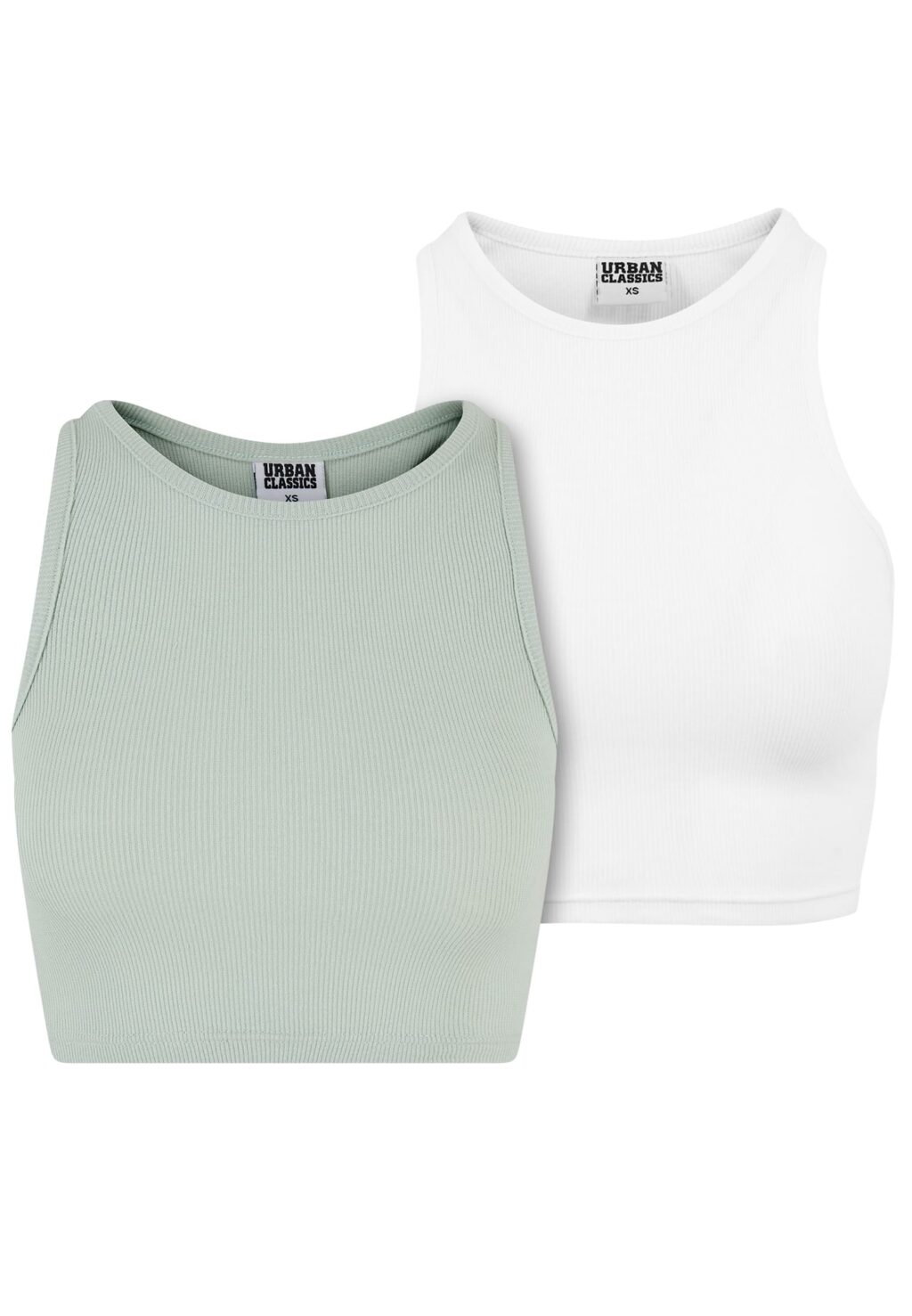 Urban Classics Ladies Cropped Rib Top 2-Pack frostmint+white TB1498A