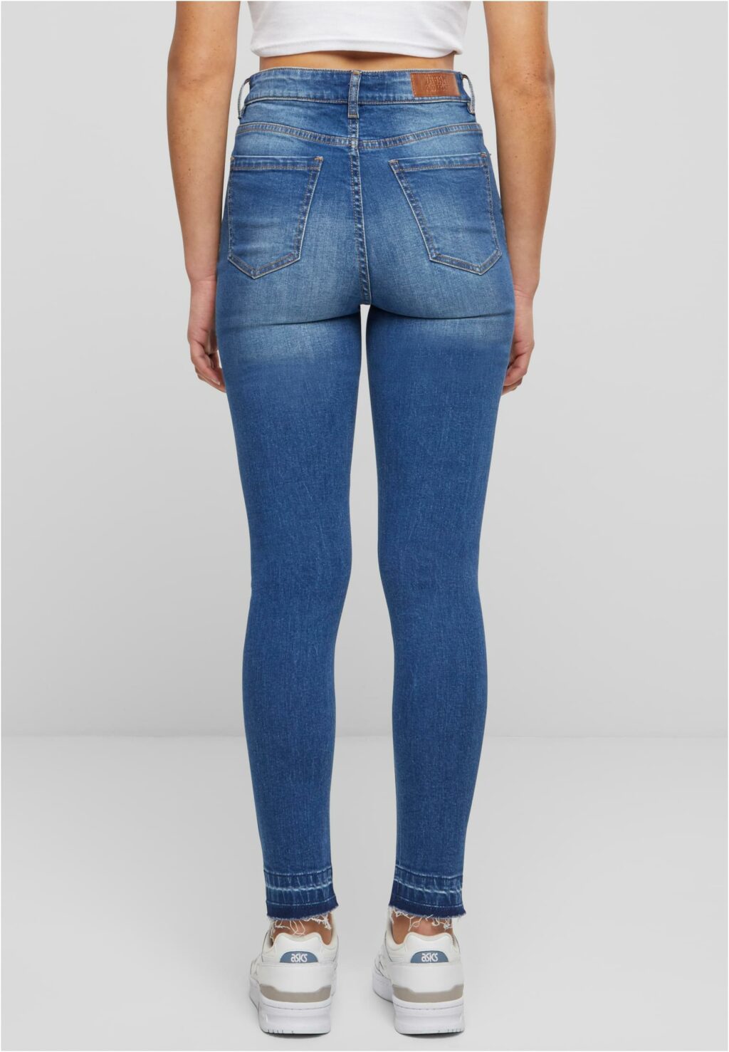 Urban Classics Ladies Skinny High Waist Open Hem Jeans blue washed TB6865