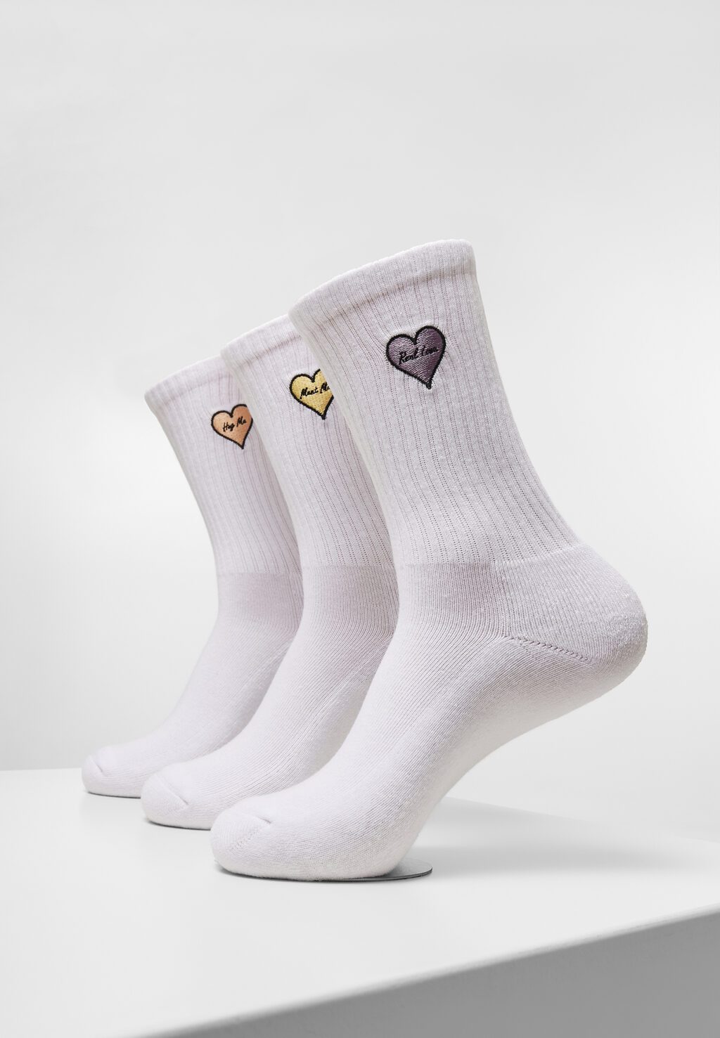 Heart Embroidery Socks 3-Pack white MT2112