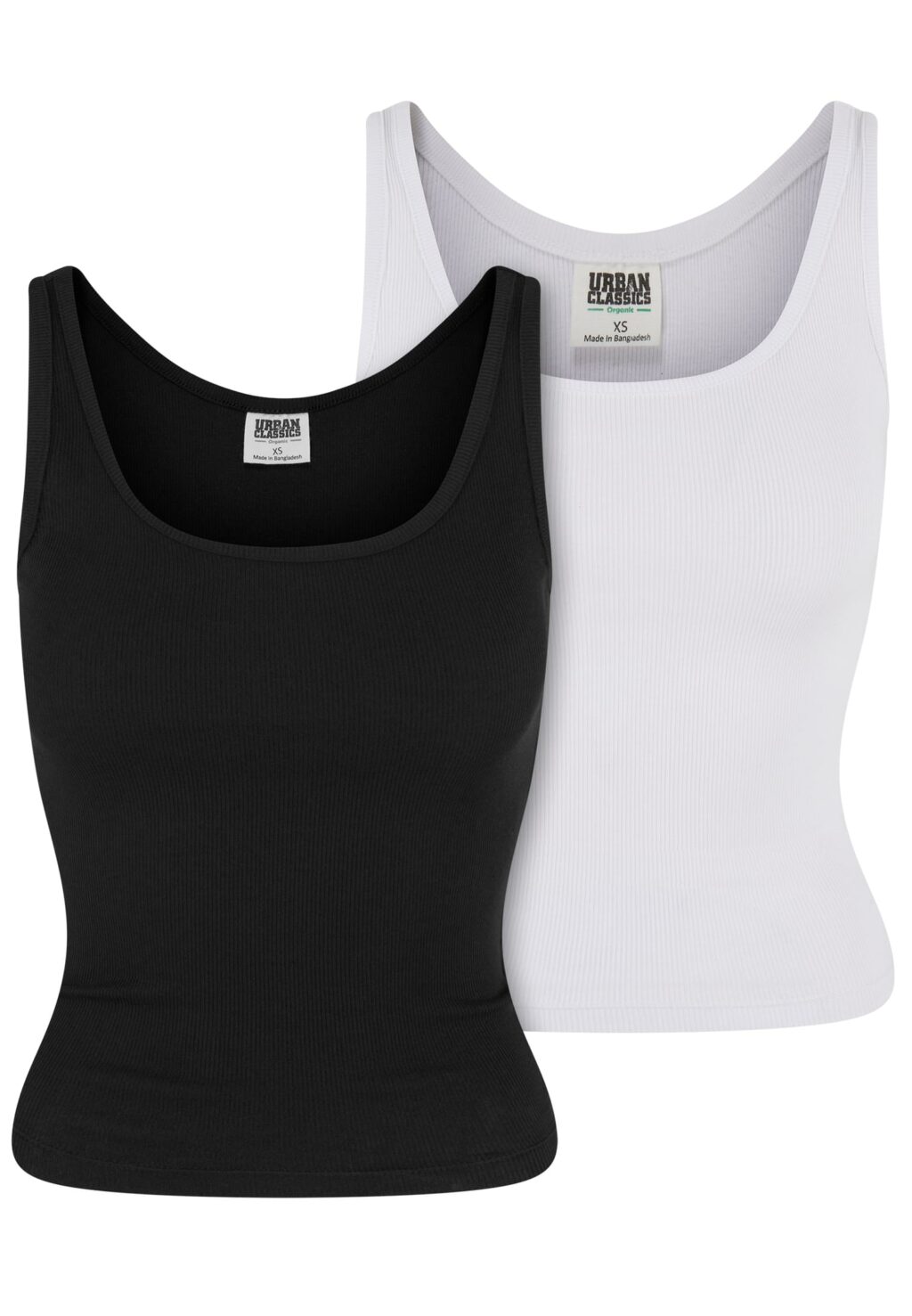 Urban Classics Ladies Organic Basic Rib Top 2-Pack black+white TB6870A