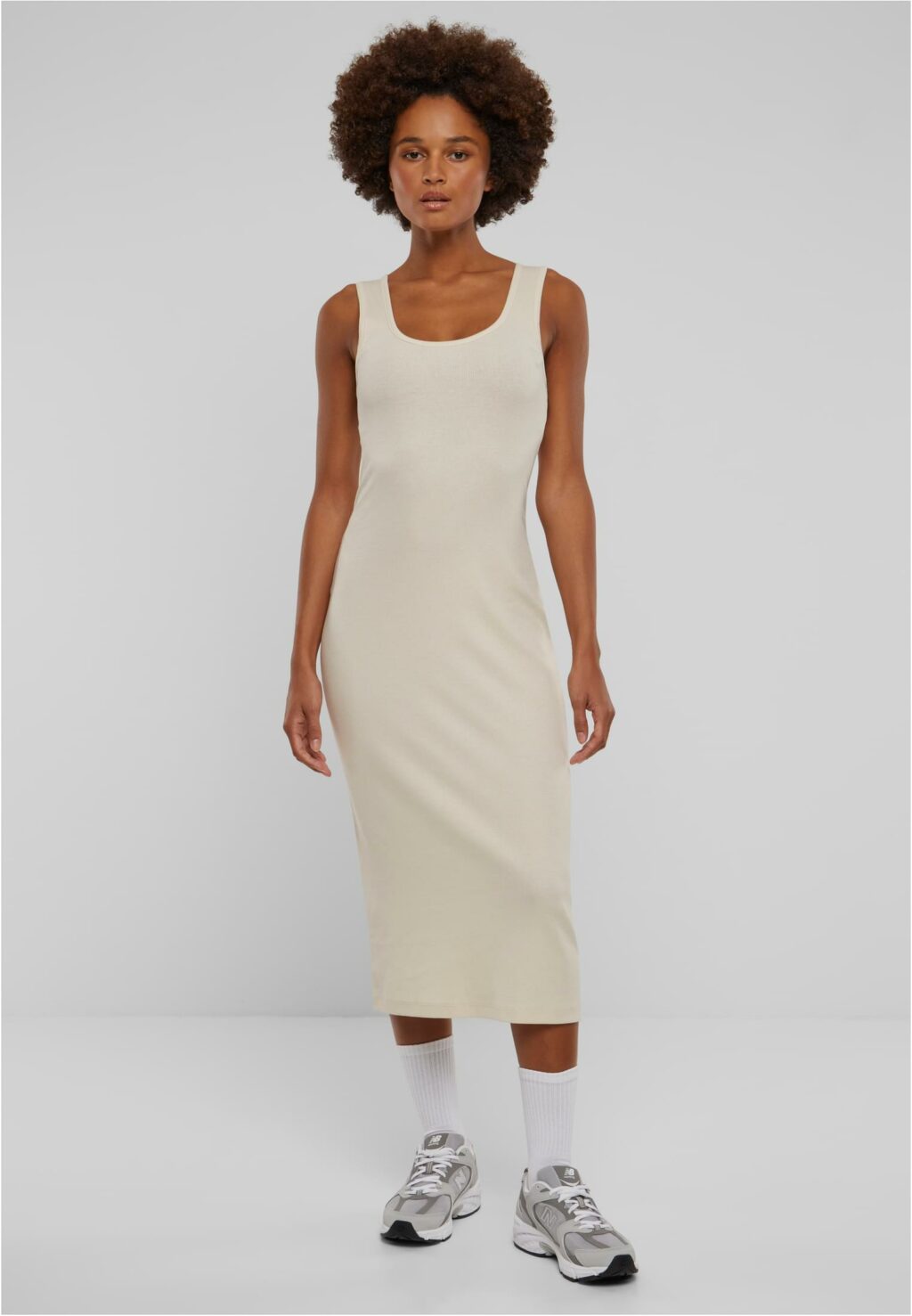 Urban Classics Ladies Rib Top Dress whitesand TB6190