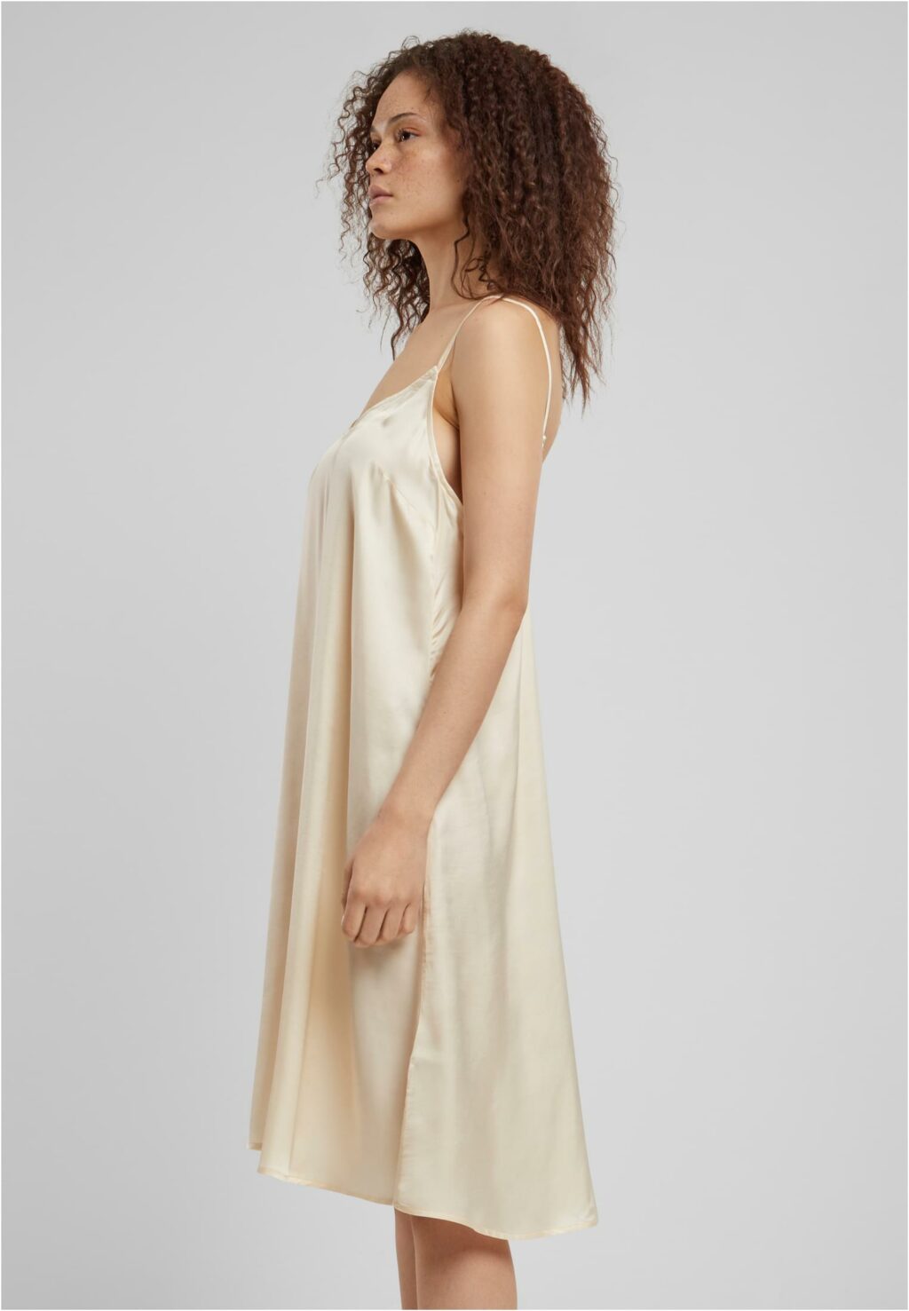Urban Classics Ladies Viscose Satin Slip Dress whitesand TB6191