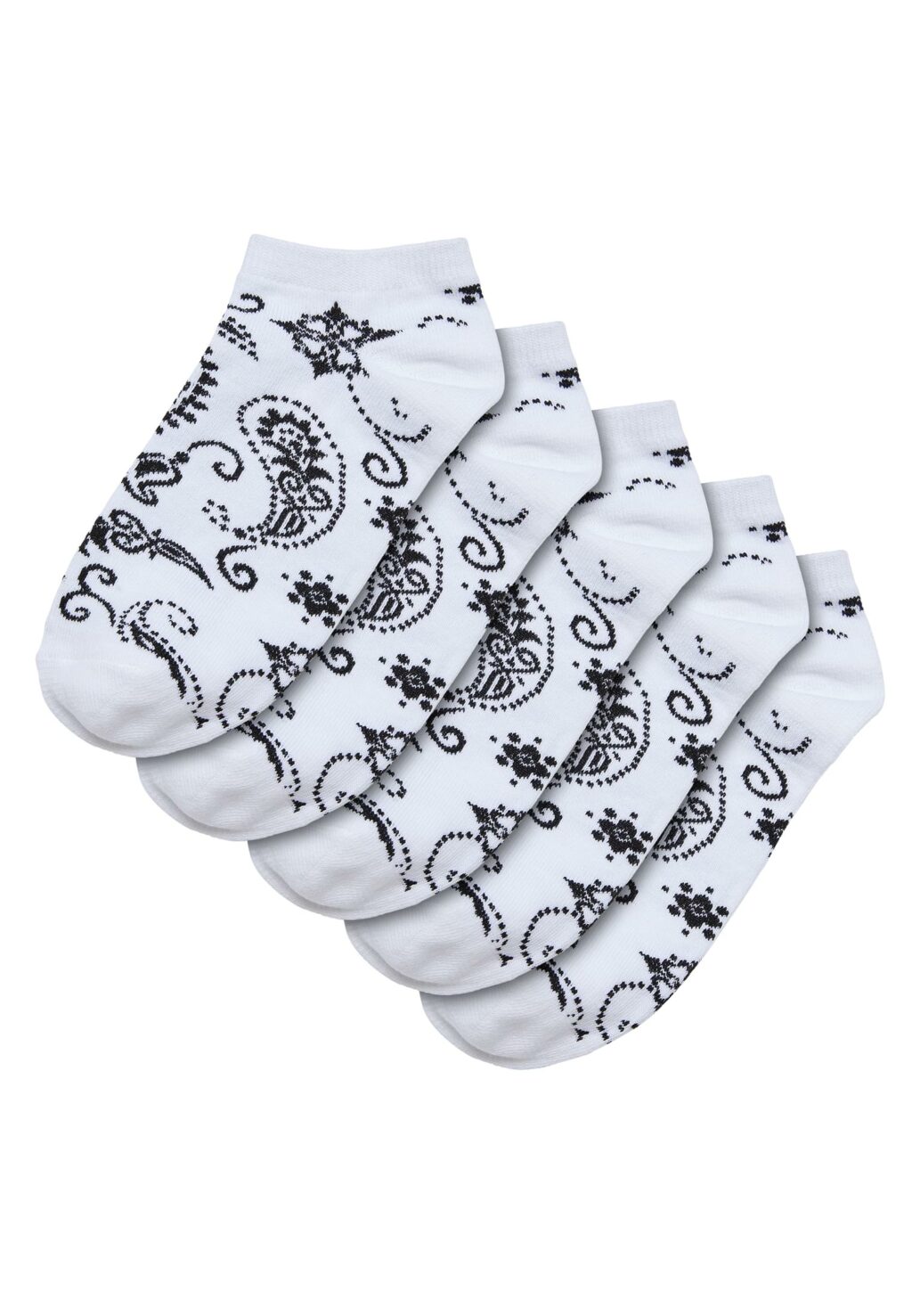 Bandana Pattern No Show Socks 5-Pack white TB6425