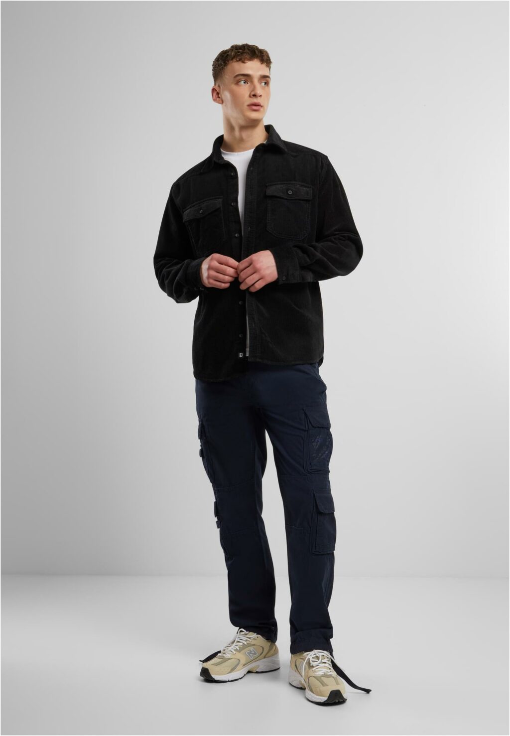 Brandit Corduroy Classic Shirt Long Sleeve black BD4035
