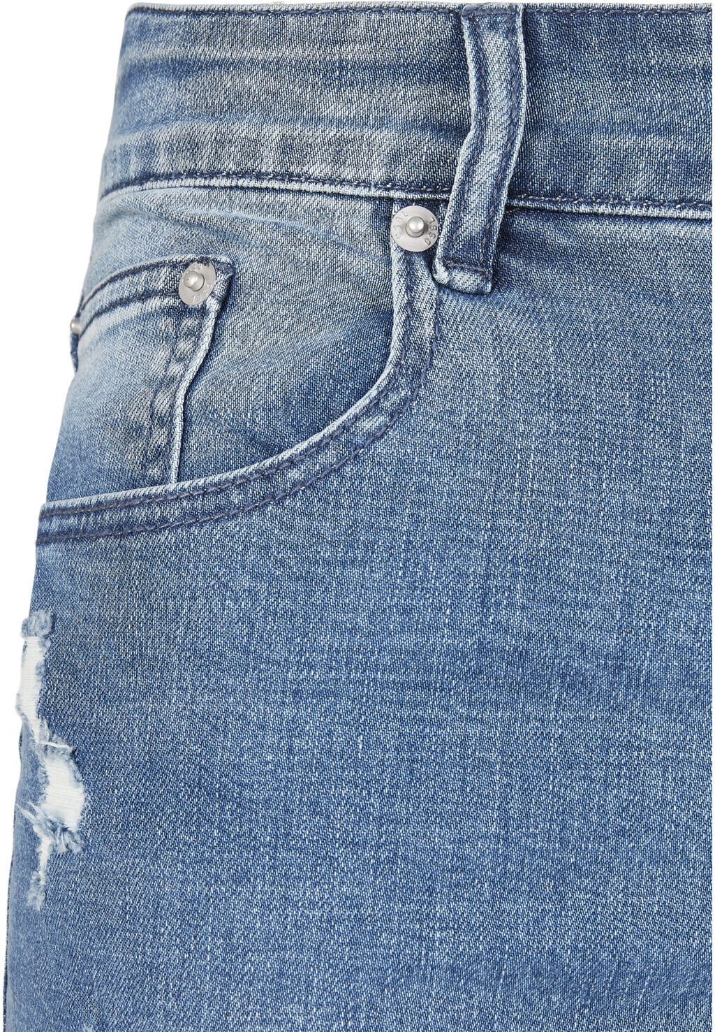 C&S Paneled Denim Pants distressed mid blue CS1144