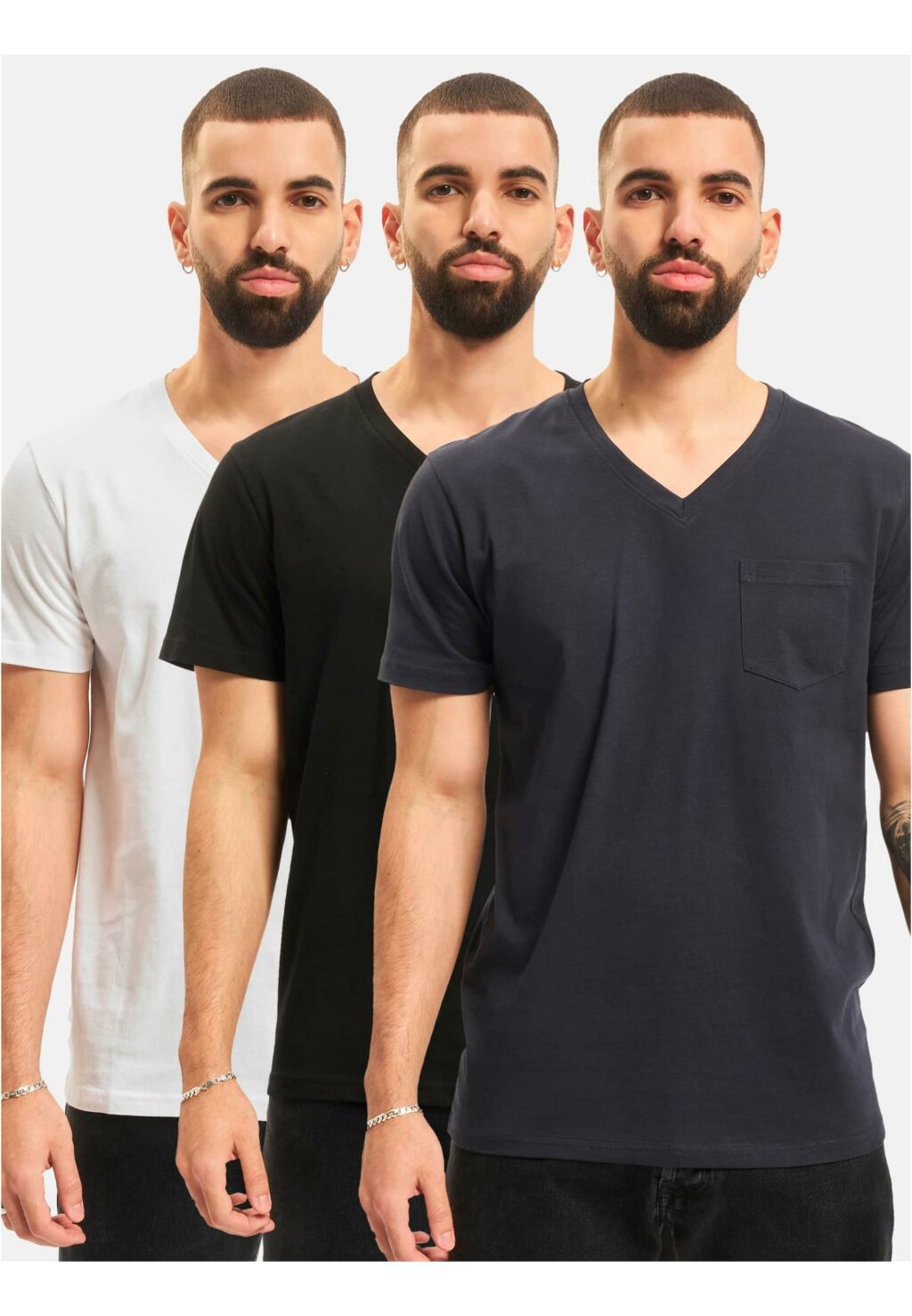 DEF 3-Pack T-Shirt Colored black+white+navy DEFDFTS035