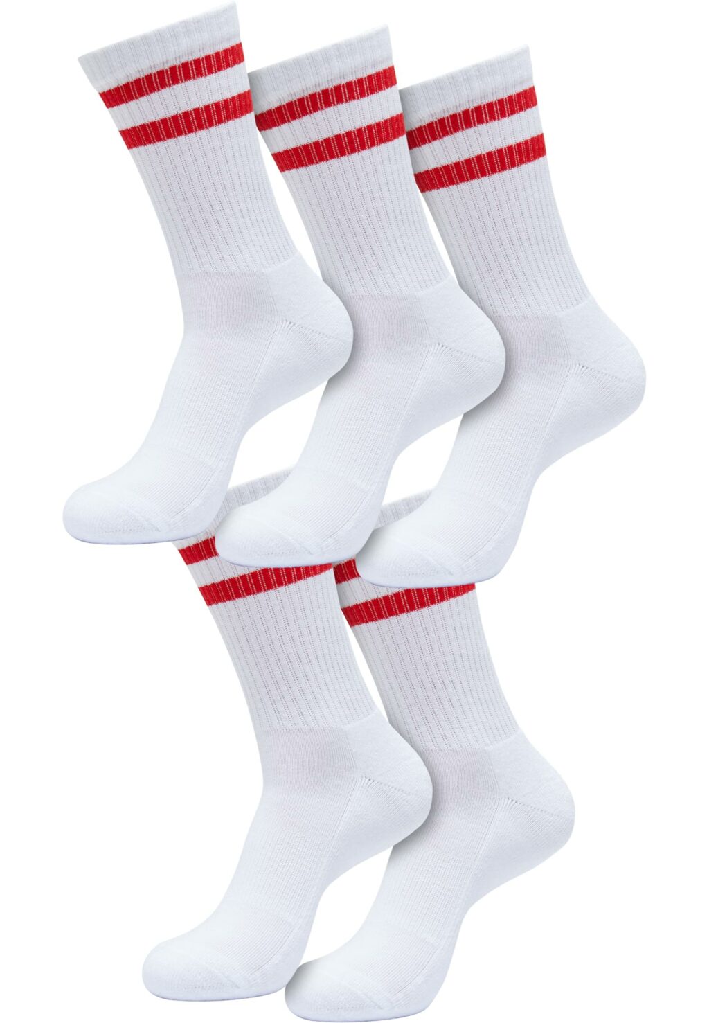 Double Stripe Socks 5-Pack white/cityred TB6801