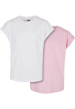 Girls Organic Extended Shoulder Tee 2-Pack white/girlypink UCK2983A