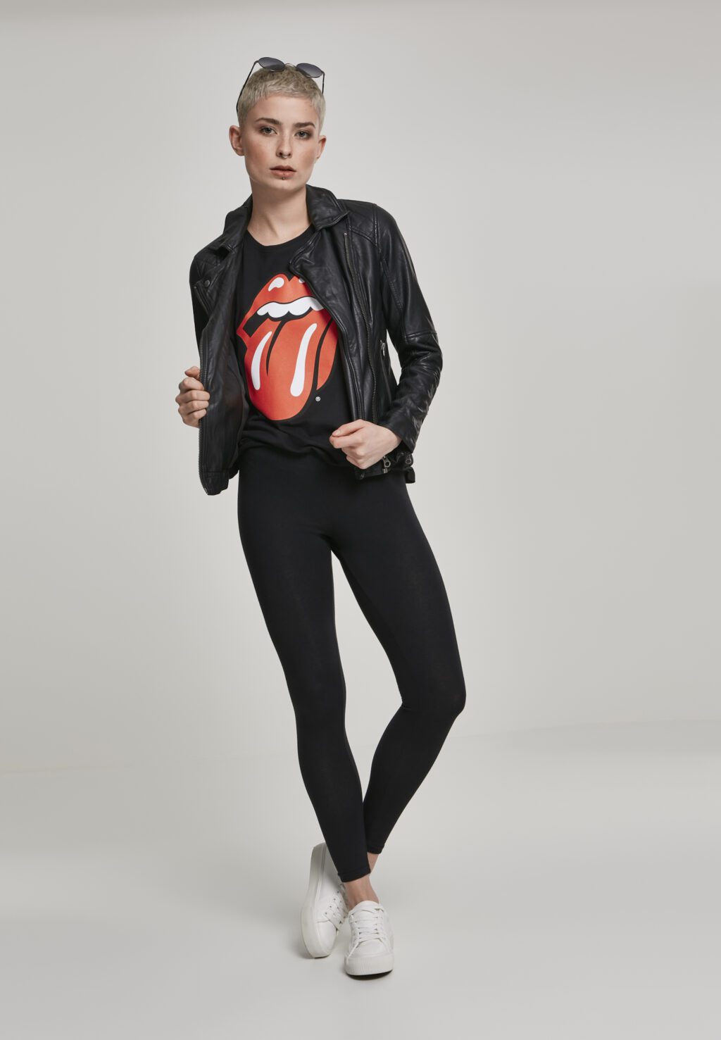 Ladies Rolling Stones Tongue Tee black MC326