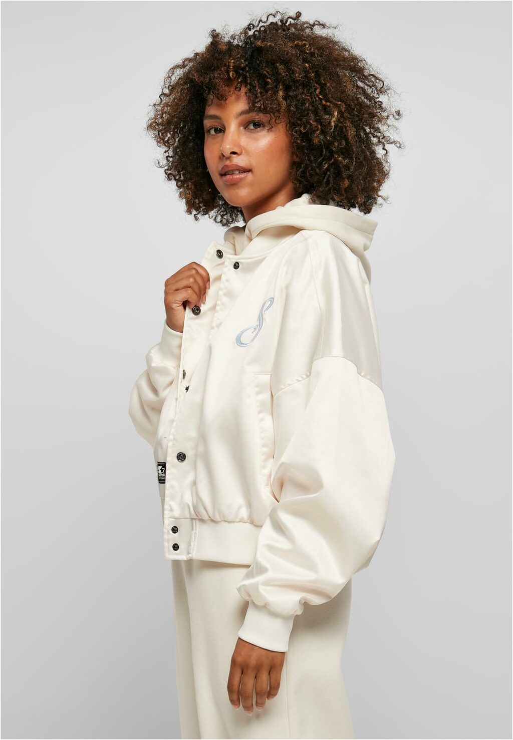 Ladies Starter Satin College Jacket palewhite ST227
