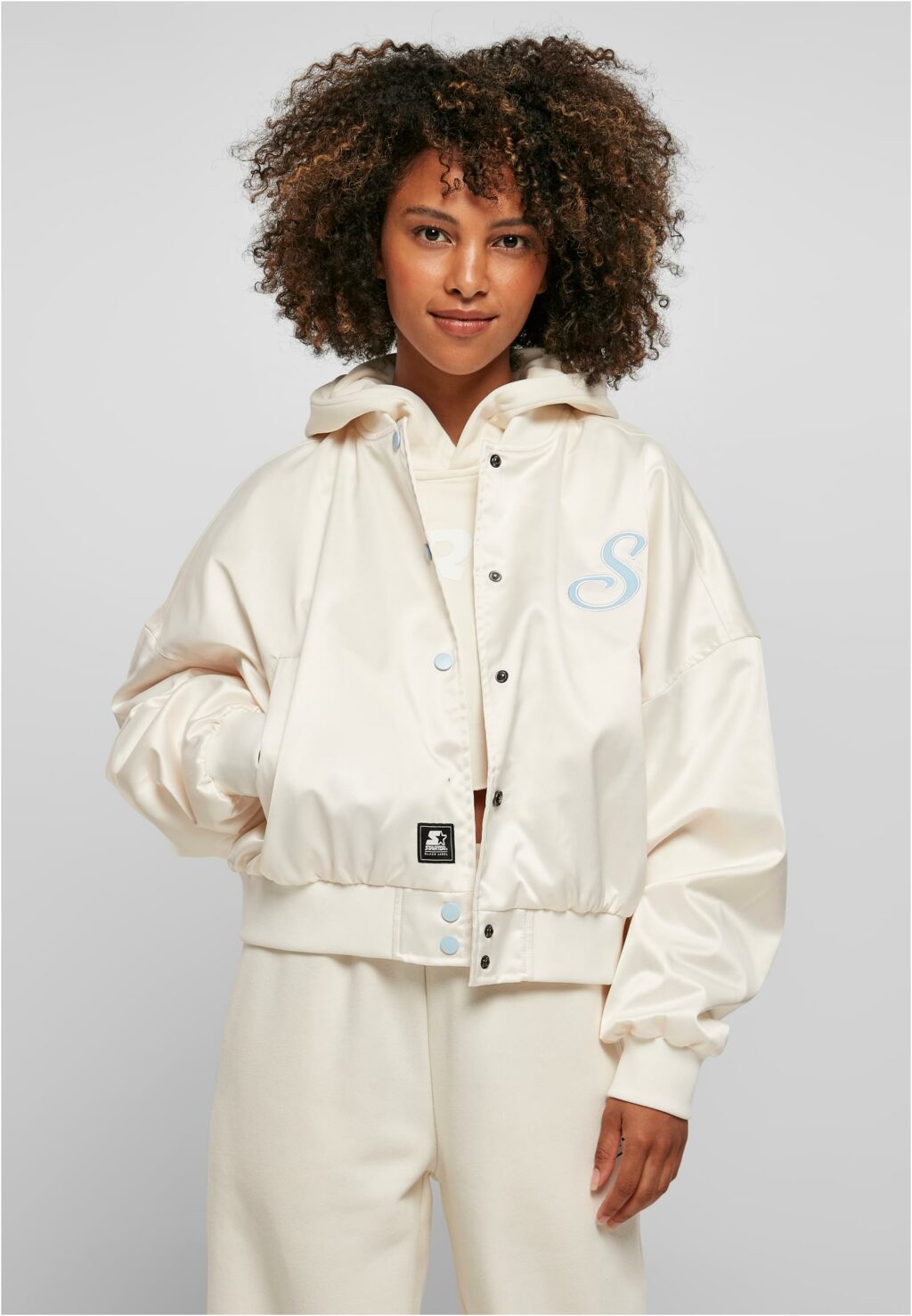 Ladies Starter Satin College Jacket palewhite ST227