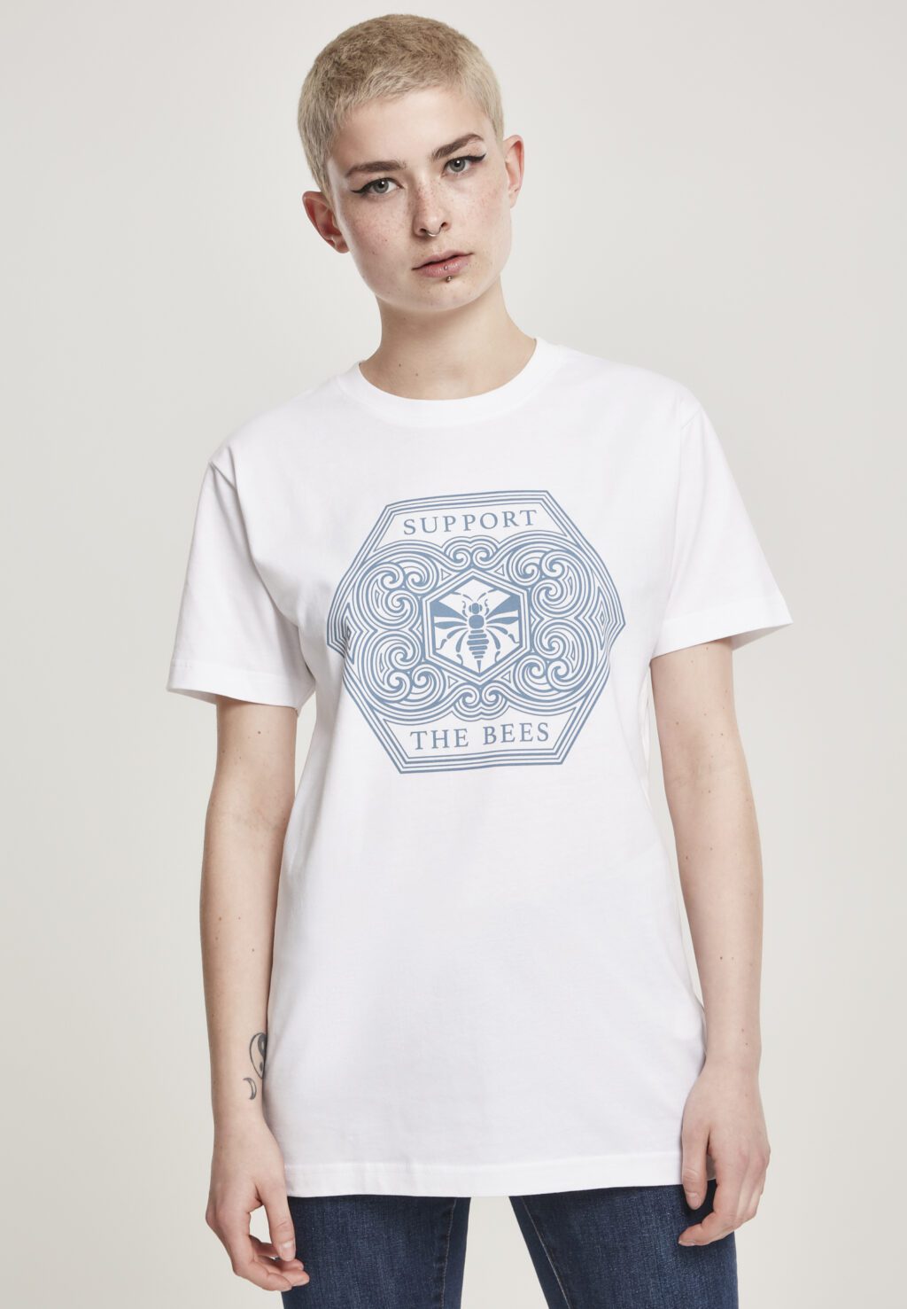 Ladies Support The Bees Tee white MT1038