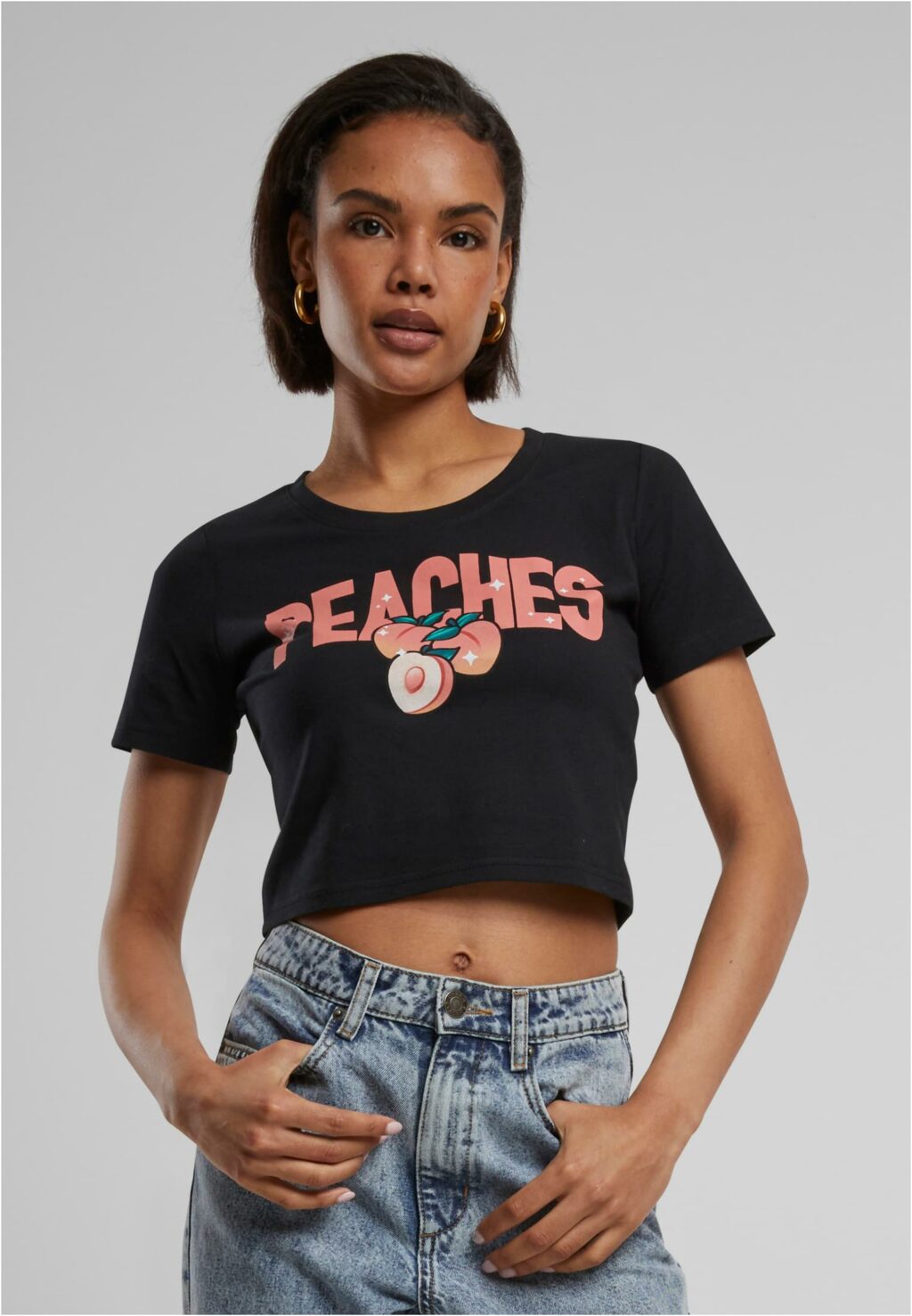 Peaches Cropped Tee black MST011