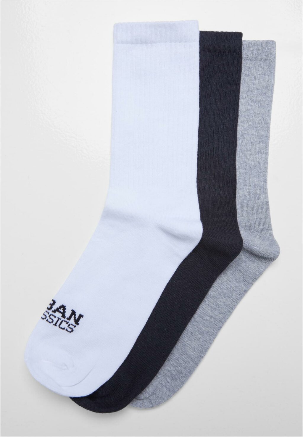 Simple Flat Knit Socks 3-Pack white+black+heathergrey TB6802