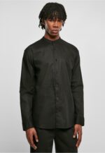 Urban Classics Cotton Linen Stand Up Collar Shirt black TB6244