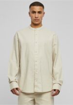 Urban Classics Cotton Linen Stand Up Collar Shirt softseagrass TB6244