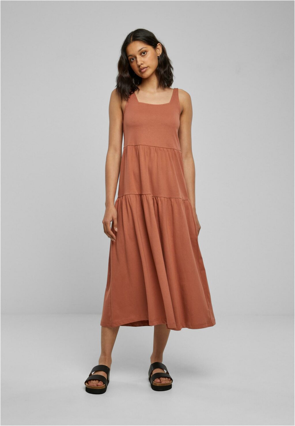 Urban Classics Ladies 7/8 Length Valance Summer Dress terracotta TB4784