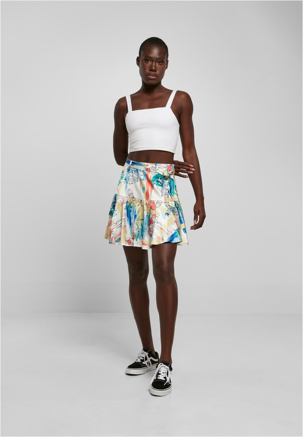 Urban Classics Ladies AOP Satin Mini Skirt softyellowvacation TB5008