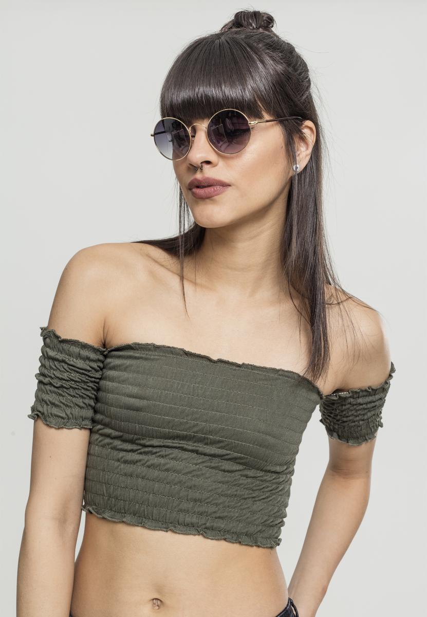 Urban Classics Ladies Cropped Cold Shoulder Smoke Top olive TB2223