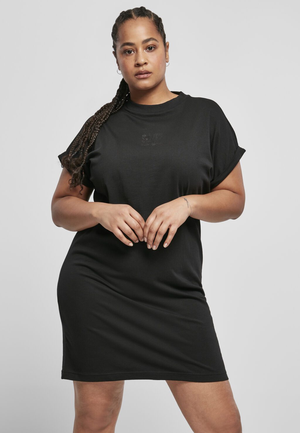 Urban Classics Ladies Cut On Sleeve Printed Tee Dress black/black TB4089