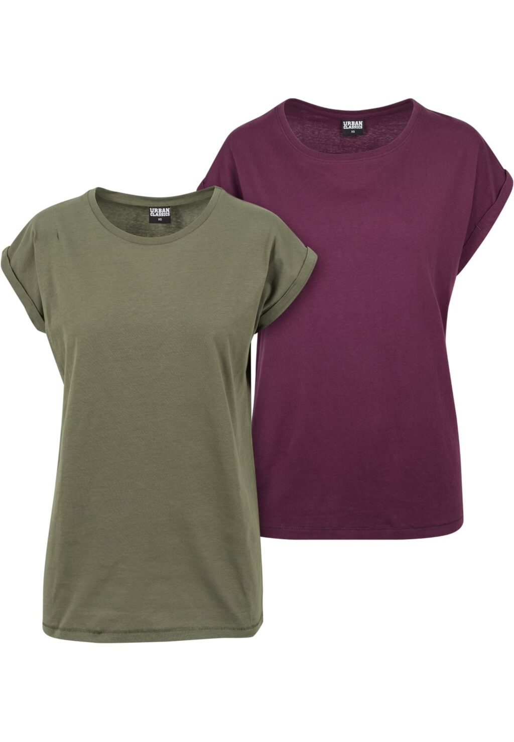 Urban Classics Ladies Extended Shoulder Tee 2-Pack olive/cherry AZ771