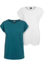 Urban Classics Ladies Extended Shoulder Tee 2-Pack teal+white TB771A