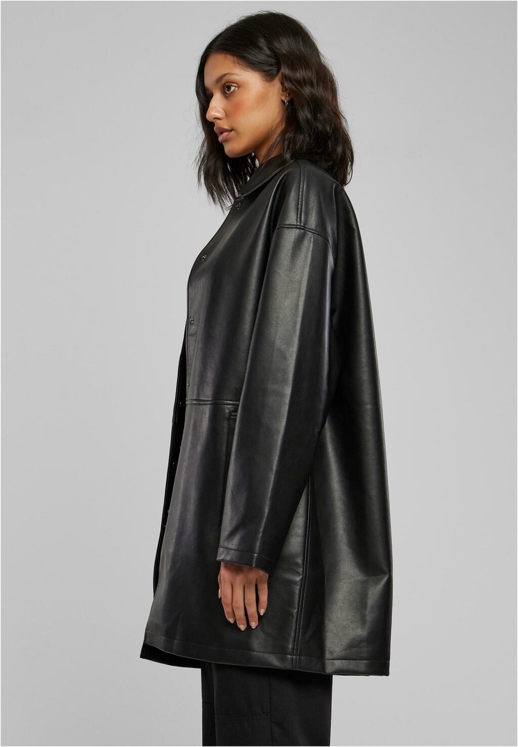 Urban Classics Ladies Faux Leather Coat black TB6072