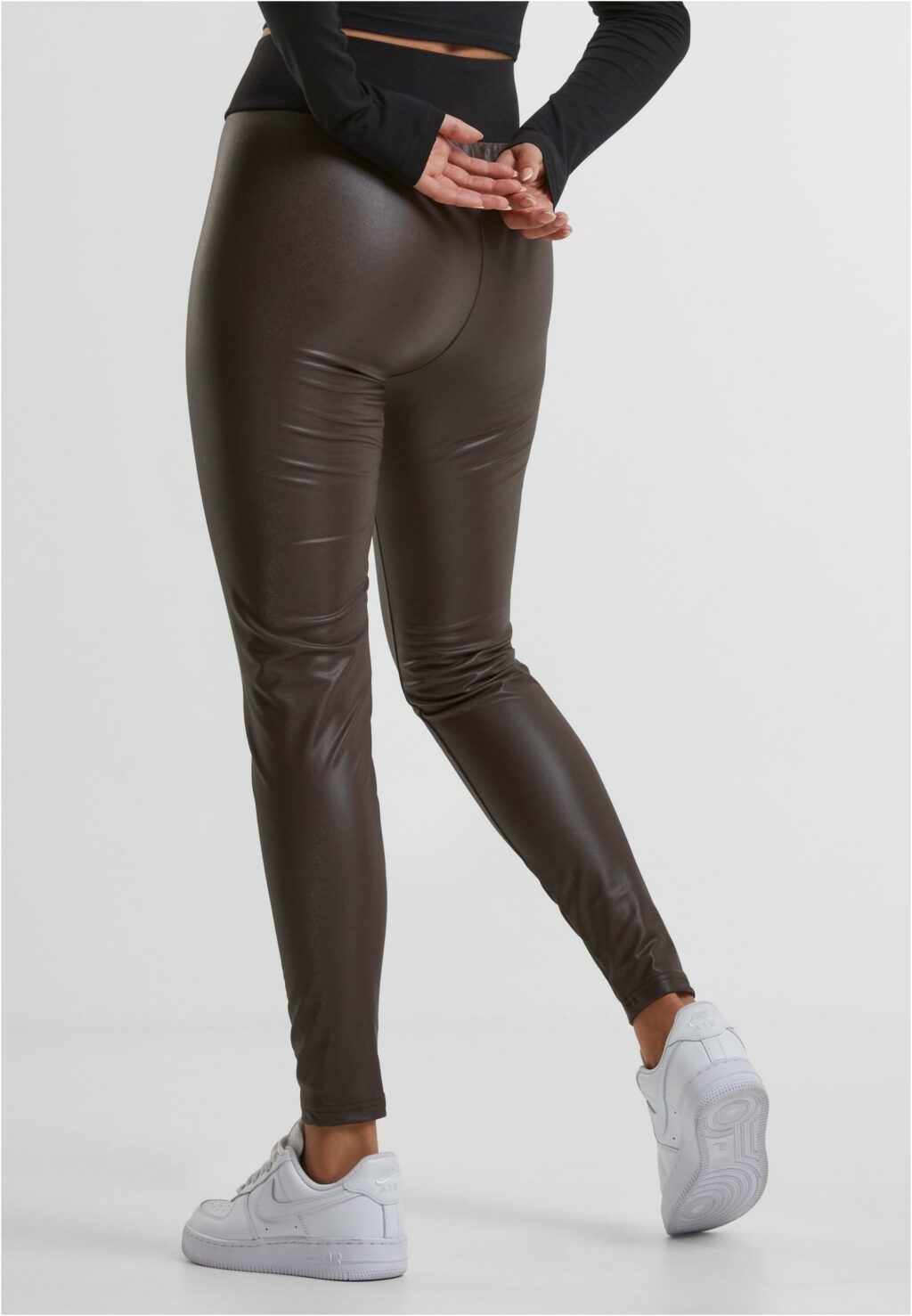 Urban Classics Ladies Faux Leather High Waist Leggings brown TB3001