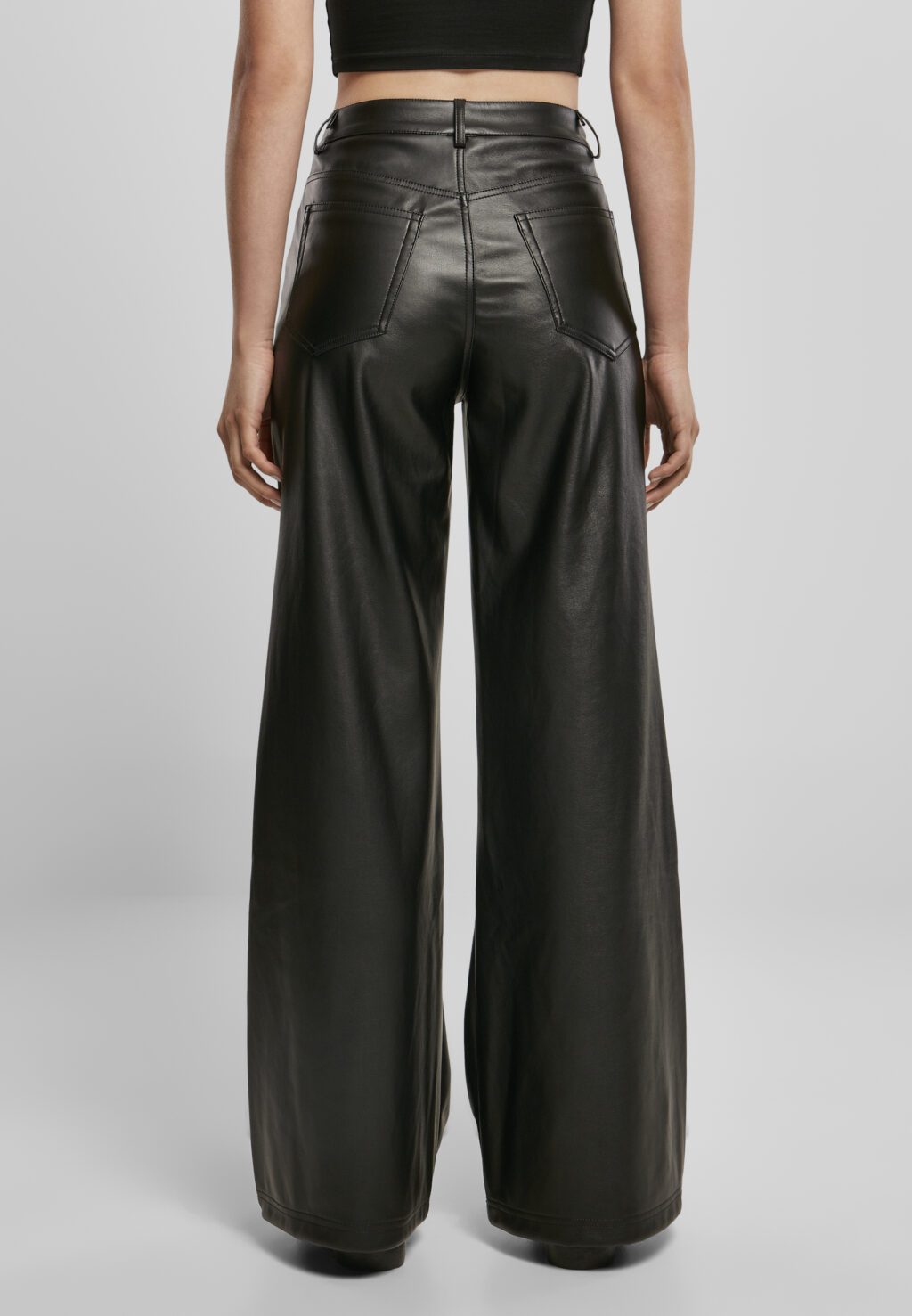Urban Classics Ladies Faux Leather Wide Leg Pants black TB4518