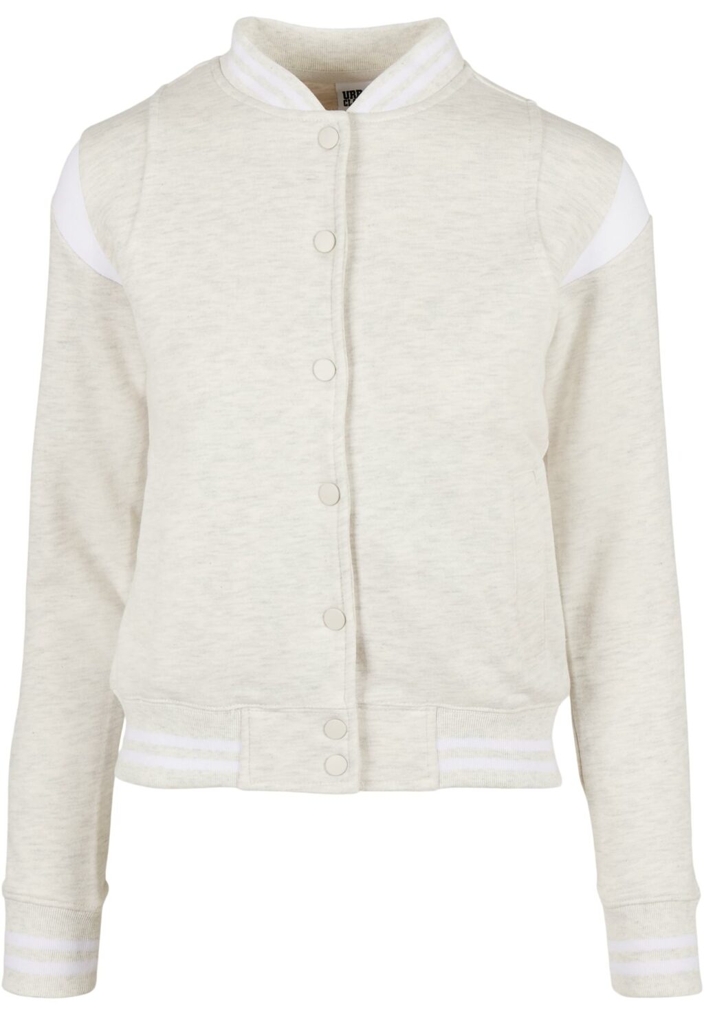 Urban Classics Ladies Inset College Sweat Jacket lightgrey/white TB2618