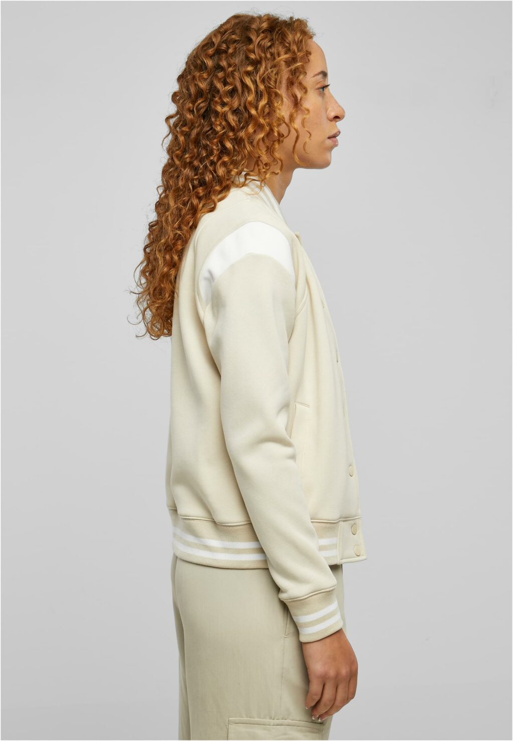 Urban Classics Ladies Inset College Sweat Jacket softseagrass/white TB2618