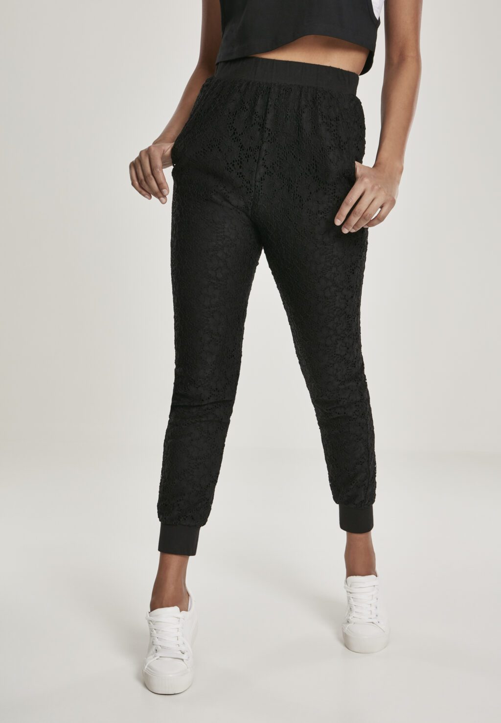 Urban Classics Ladies Lace Jersey Jog Pants black TB2804