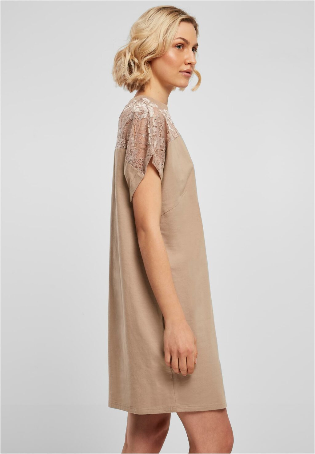 Urban Classics Ladies Lace Tee Dress softtaupe TB4363