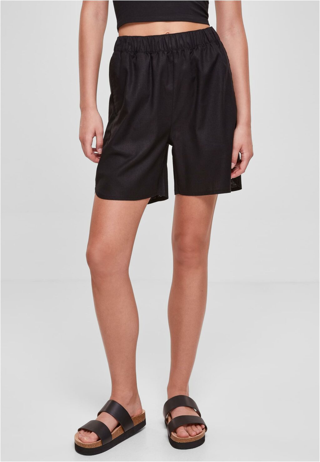 Urban Classics Ladies Linen Mixed Shorts black TB5993