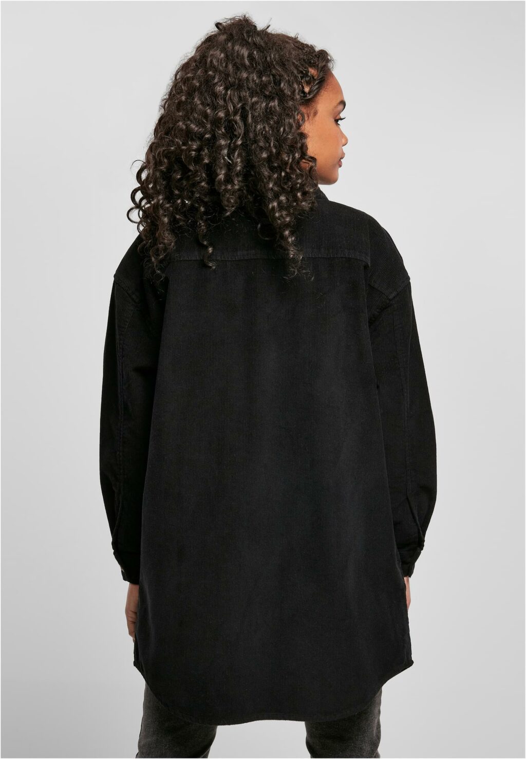 Urban Classics Ladies Long Corduroy Overshirt black TB4544