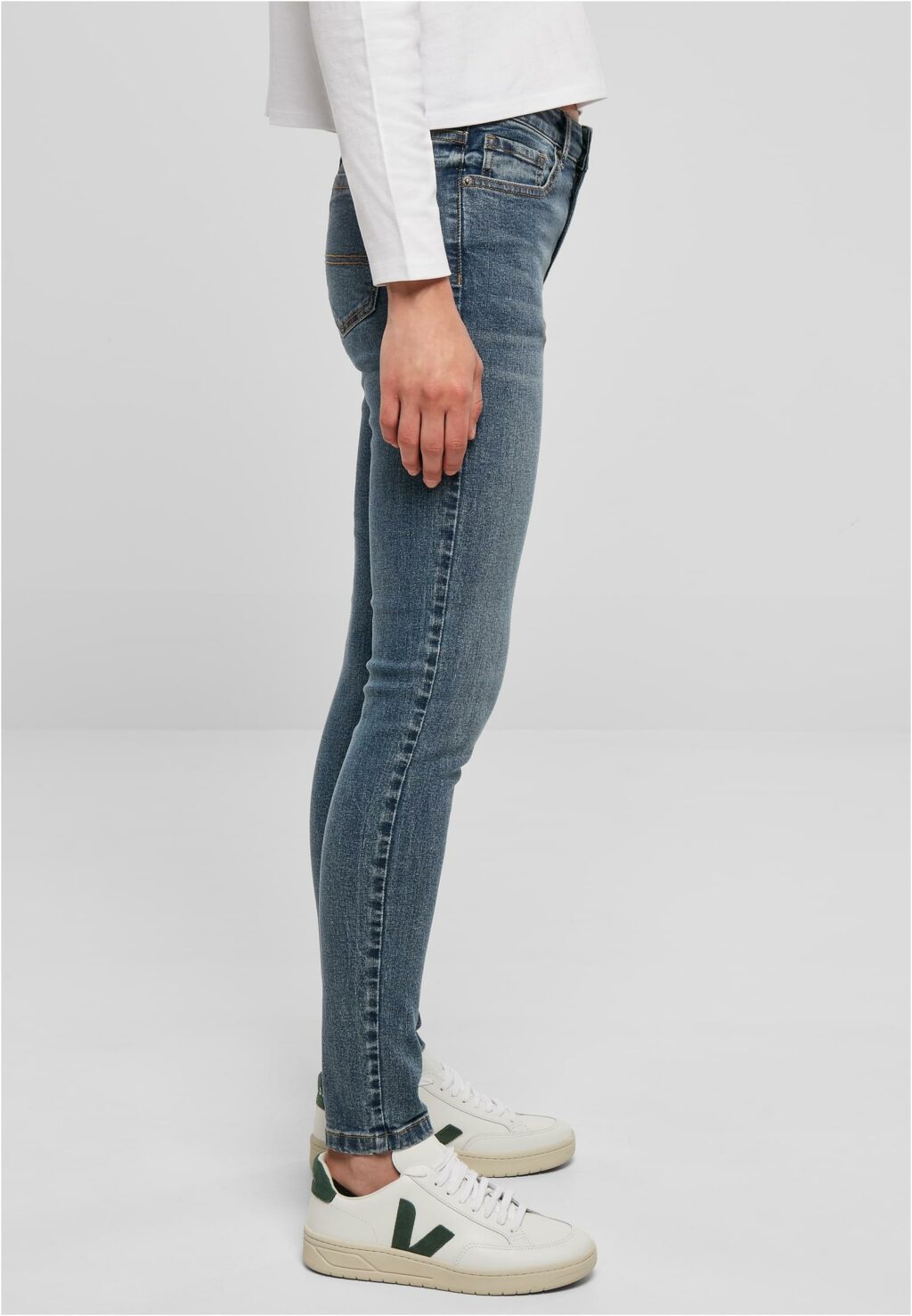 Urban Classics Ladies Mid Waist Skinny Jeans midstone washed TB5099