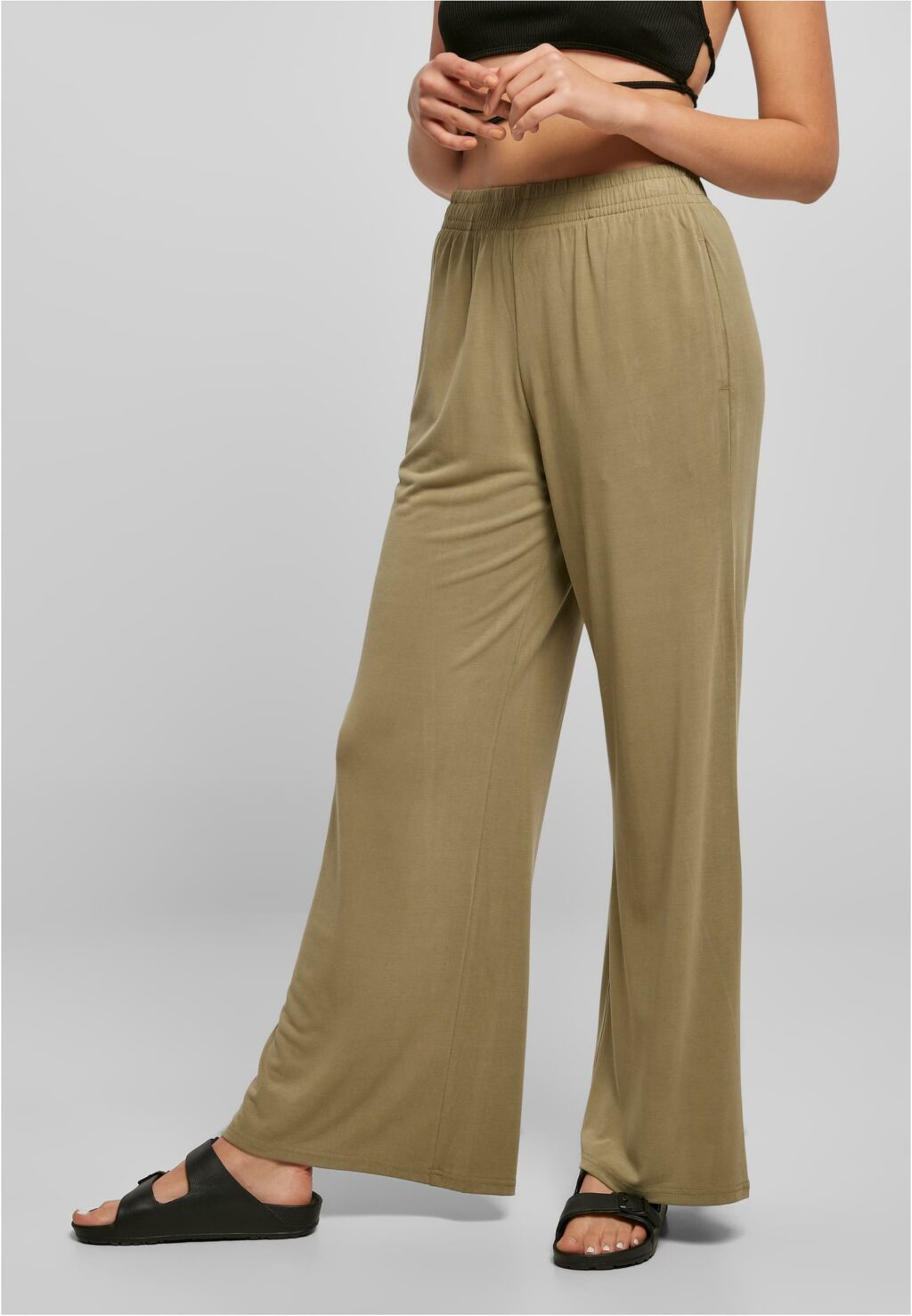 Urban Classics Ladies Modal Wide Leg Pants khaki TB5004