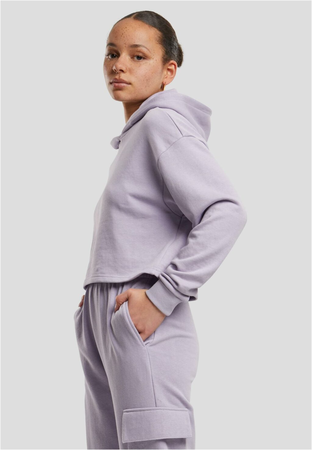 Urban Classics Ladies Oversized Cropped Light Terry Hoodie dustylilac TB6854