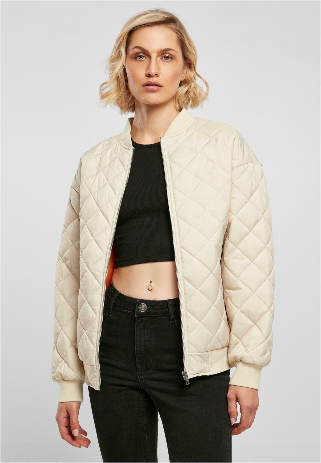 Urban Classics Ladies Oversized Diamond Quilted Bomber Jacket softseagrass TB4755